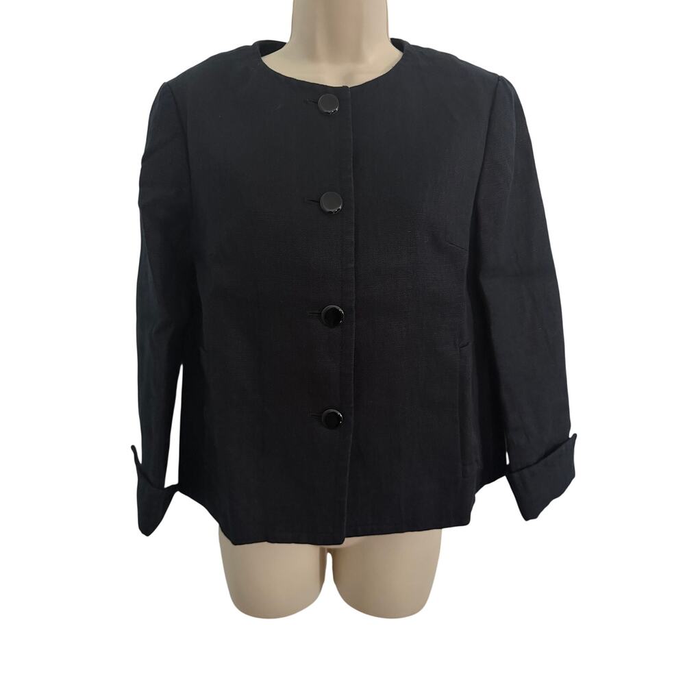 Talbots Navy Linen Lined Blazer Size 4